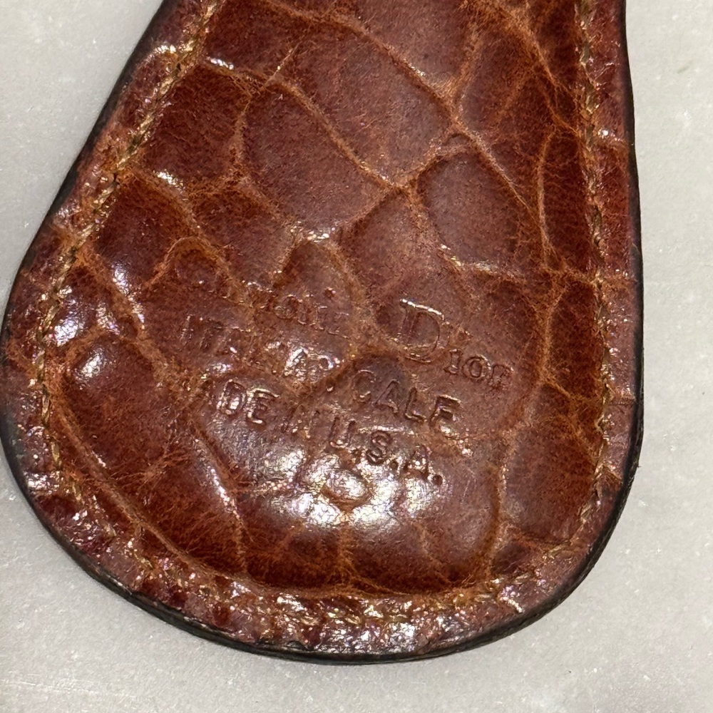 Authentic Christian Dior Brown Leather Key Holder